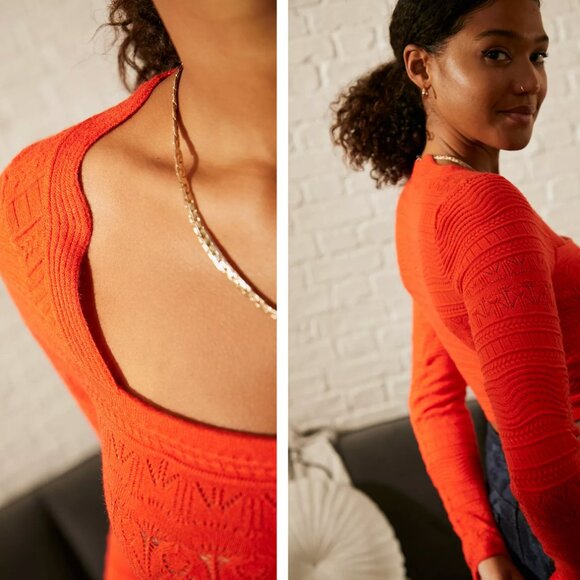 Urban Outfitters Women's Orange Crop Top with sleeves - Picture 2 of 4